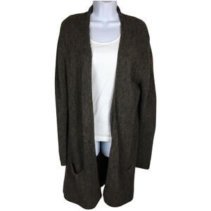 Peruvian Connection Sweater 100% Royal Alpaca Brown Knit Cardigan Duster L -flaw